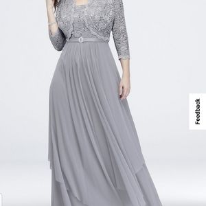 Sequin lace and mesh plus over skirt jacket dress